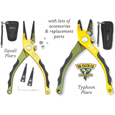 Dr Slick Aluminum Typhoon Pliers with Extra Plier & Cutter Blades GREAT NEW 