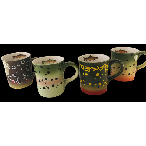 Hand Painted Stoneware Trout Mugs