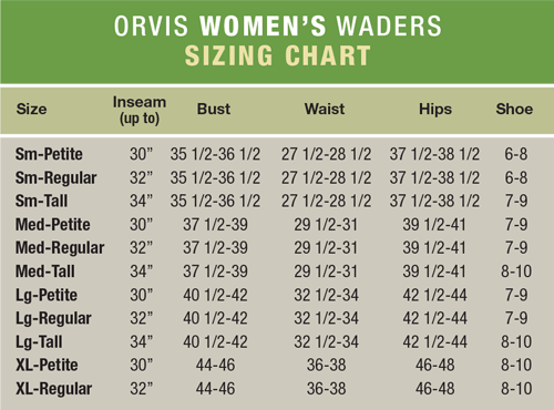 Orvis Size Chart Women's